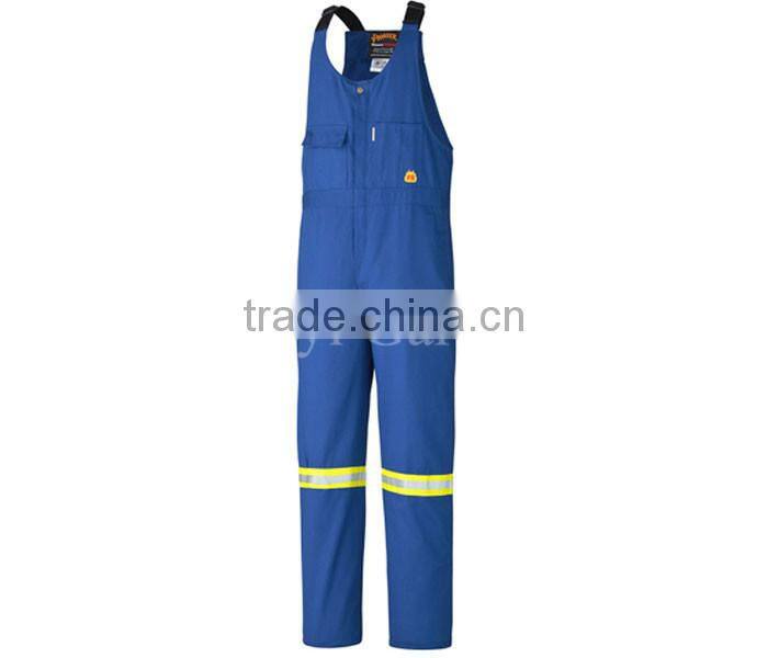 100%cotton fire protection anti static taped workwear bib and brace