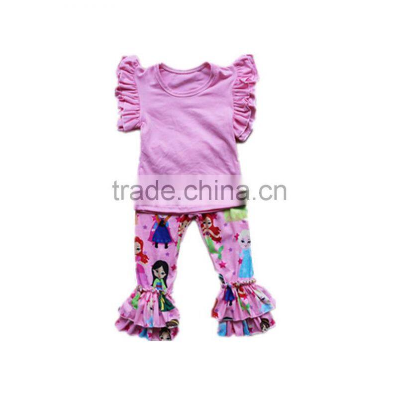 2017 fall children clothing bbay girls flutter top + princess carpis outfits baby clothes european