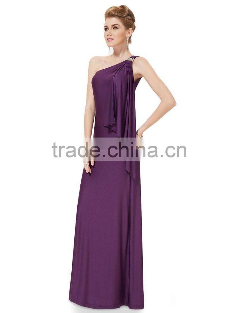 Fashion Sleeveless Dress Long Knitted Elegant One-Shoulder Off Purple Women Dress For OEM