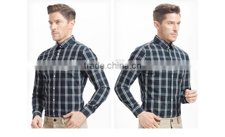 Fashion new style European & American western grey and black plaid shirt for men