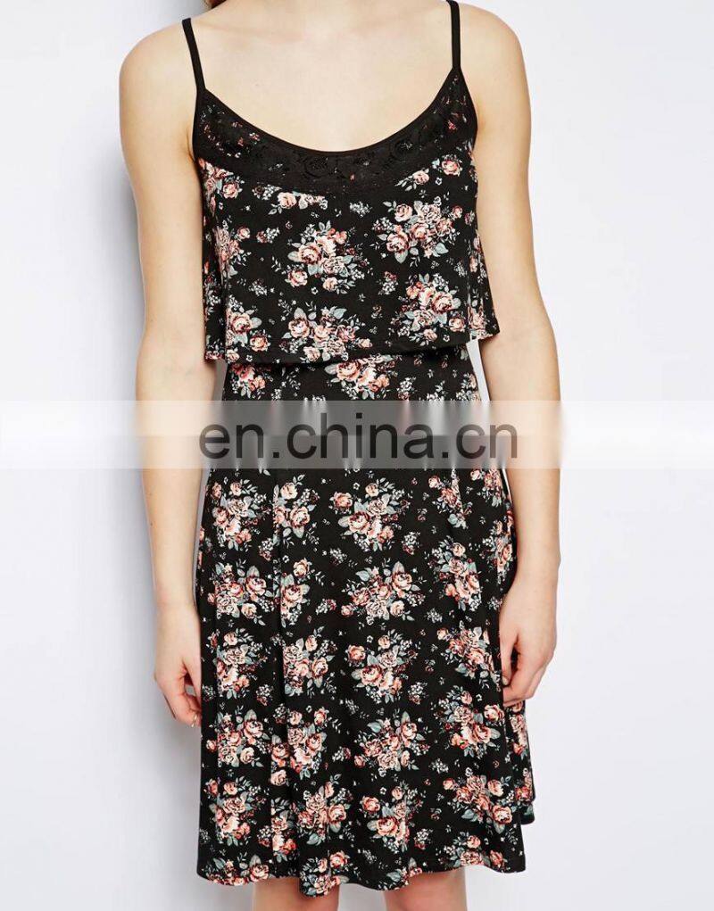 CHEFON Fashion 2 tier crochet contrast slip tall dresses uk