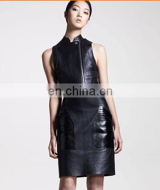 2015 winter faux leather skirt women