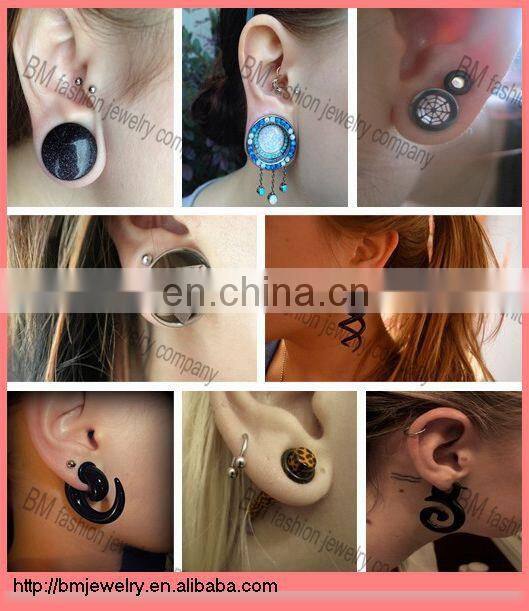 Pentagram black acrylic crazy UV ear fake plugs wholesale cheaper cheater body piercing jewelry