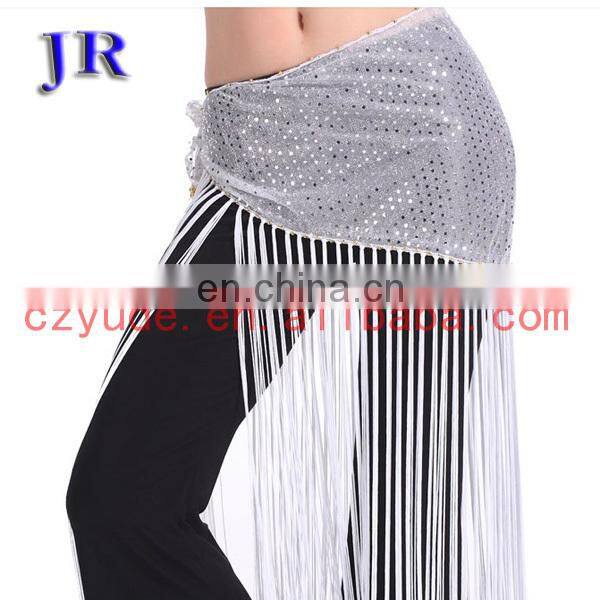 Egyptian multy colors shiny fabric fringe tassel belly dance hip scarf Y-2013#