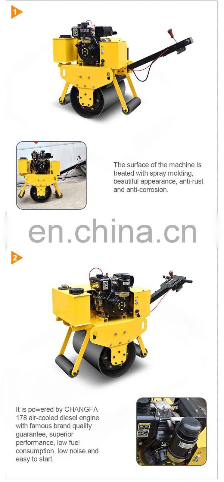 Small hand single drum vibrator road roller compactor price for sale