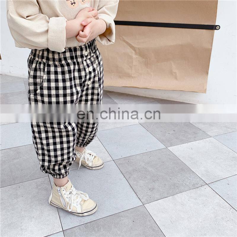 Baby Boys Casual Plaid Pants Children Leisure Trousers Black and White Toddler Girl Harem Pants Kids Outfit