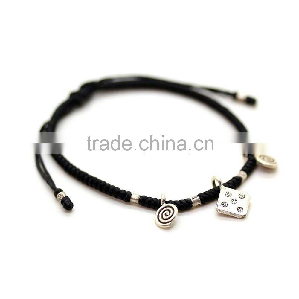 fashion jewelry hand woven bracelet alloy charm bracelet from guangzhou