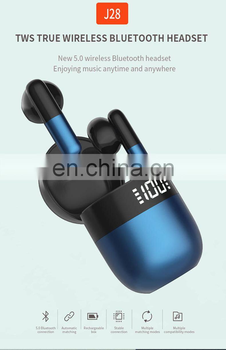 Tws Earbuds J28 Wireless Earpieces New Fashion Sports Headphones Gaming Music Headset