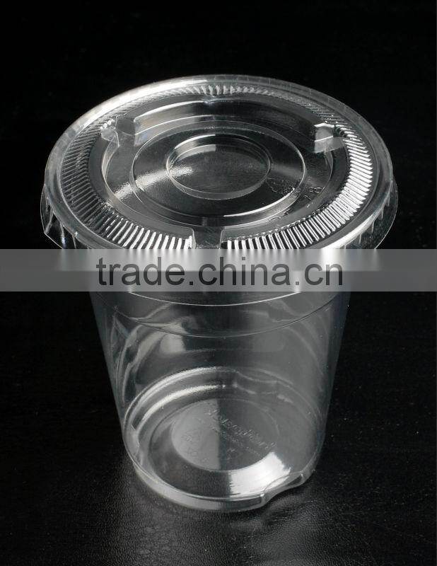 78mm clear disposable PET flat lid with straw hole for plastic or paper cold beverage cup