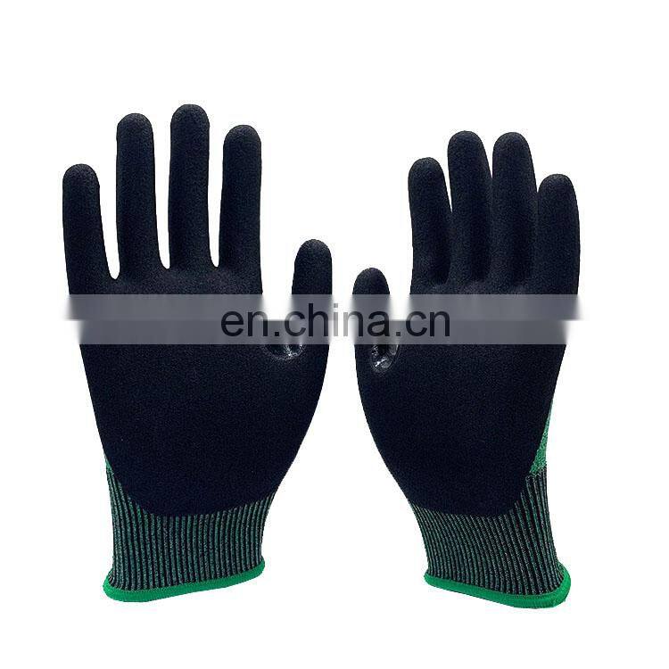 18Gauge Cut Level 3 Abrasion Resistant Gloves With Reinforced Thumb Crotch Sandy Nitrile Finished Palm For Cable Handling Work