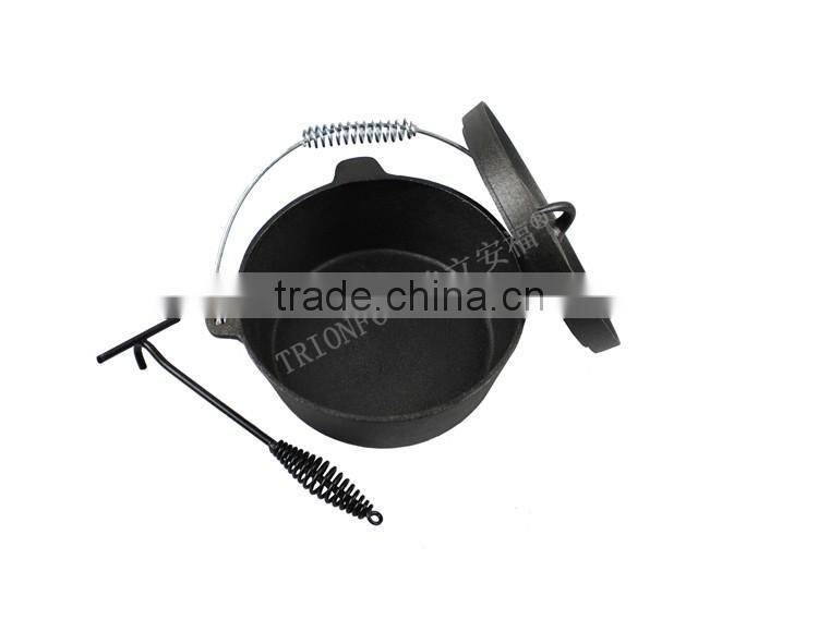 TRIONFO hot sale pre-seasoned cast iron camping stock pot