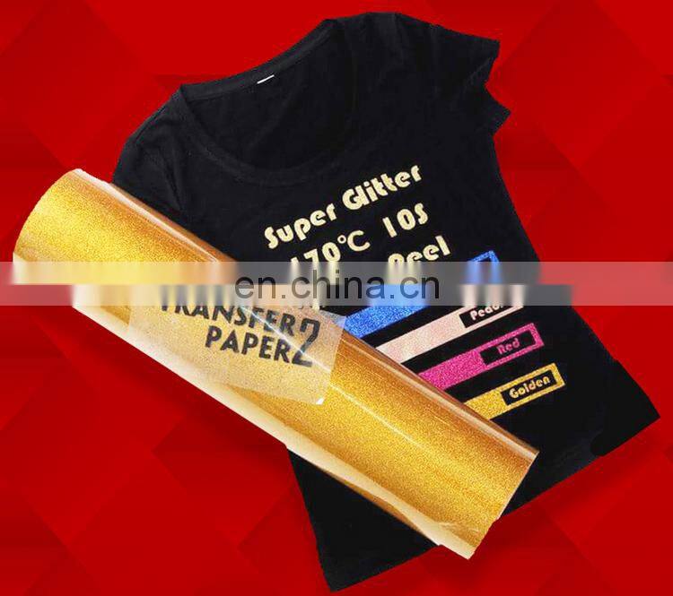 wholesale Korea best quality htv glitter film heat transfer glitter color vinyl rolls for t-shirt custom