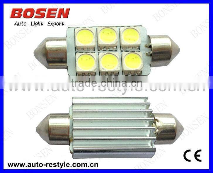 samsung chip CANBUS car LED light festoon 36MM/39MM 6SMD super bright auto led bulb