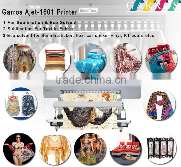 Garros Ajet 1.6m eco solvent printer cheap digital flatbed printer from china market