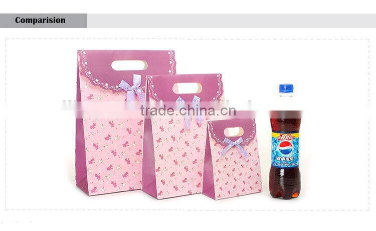 Lavender Pink promotional button closure gift paper bag
