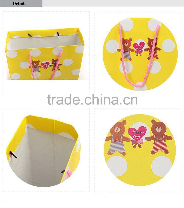 bright yellow attractive printed gift paper bag
