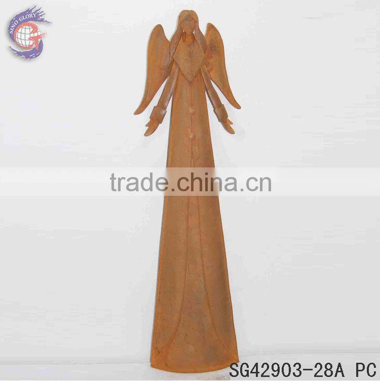 large angel statues with rusty metal guardian angel statue