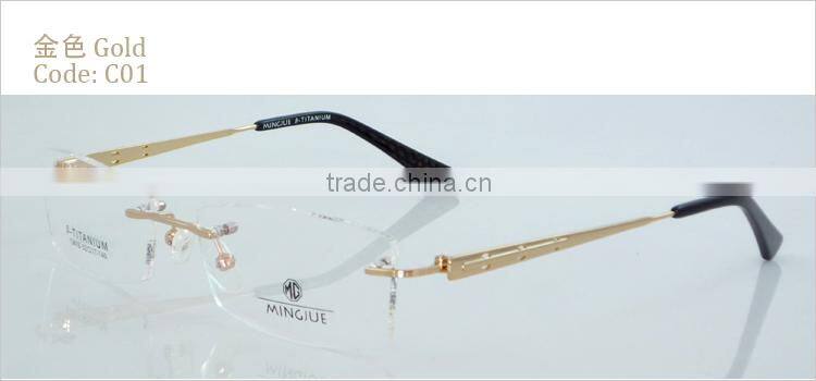 Semi-rimless half titanium wholesale high quality fashion spectacle frame for men