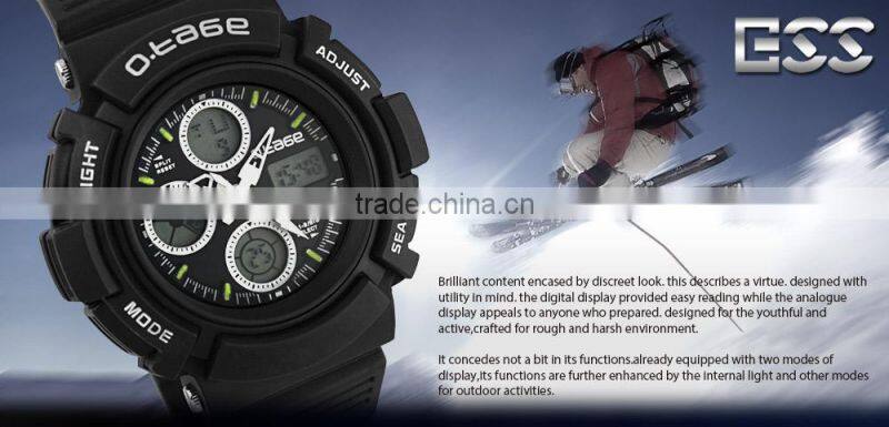 Rubber Strap Boys Black Digital Analog Dual Sport Watch WS074