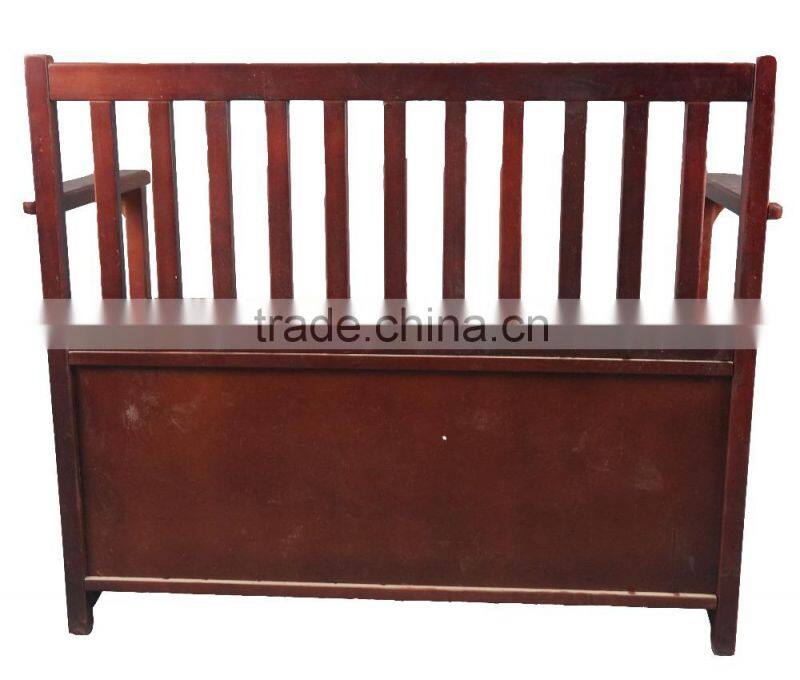 brown wooden bench with storage box,wooden bench with back for kids