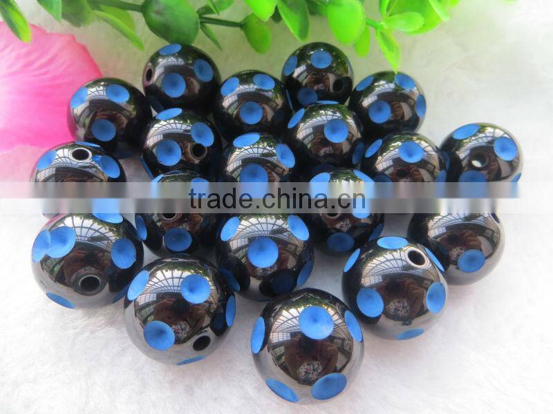 Jewelry 20mm Black with Lime Green Color beads HalloweenResin Polka Dot Beads for bulk bubblegum beads chunky necklace