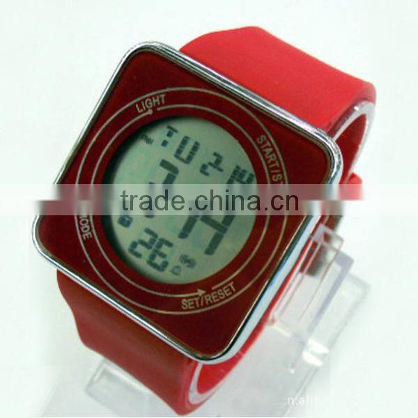 New arrival leather band red touch led light up watches