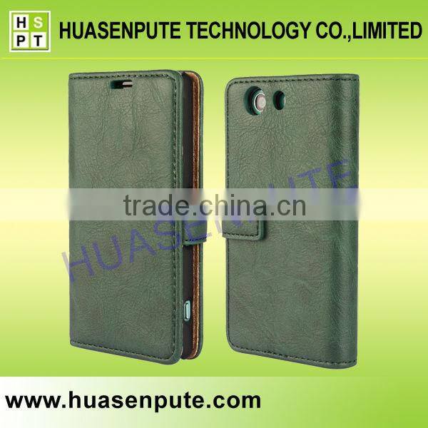 2015 Stylish High Quality Retro Book Style Leather Case for Sony Xperia Z3 Mini