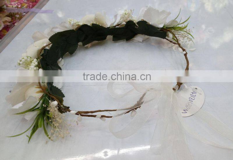 HL017 wholesale Fashion tiara flower crown headband for women wedding flower garland crown