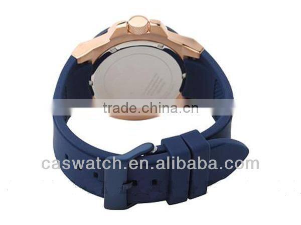 New product rose gold case blue silicone watch mens wrist watches