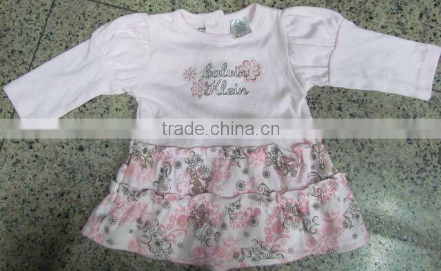 GS20598Tsummer cotton stock little girl's dress set 2 piece