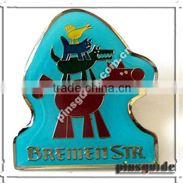 Promotional Cute Animal Design Plat Rainbow Epoxy Coating Badge