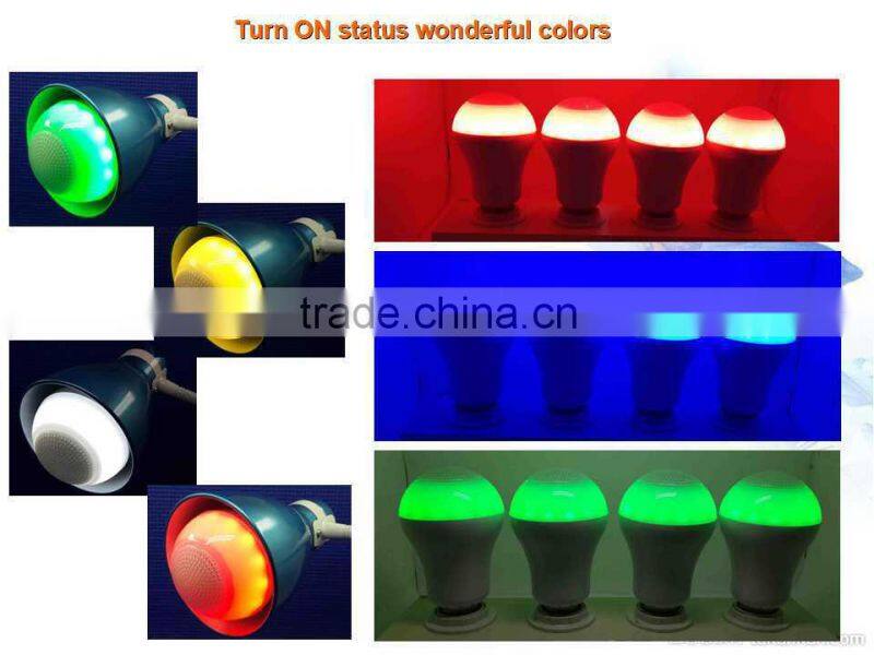 High quality bluetooth E27 remote contrl colorful bulb LED light music speaker