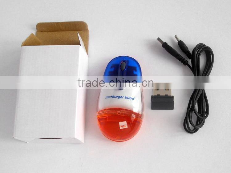 Computer Gift Wireless Liquid Aqua Mouse With Rechargeable Lithium Battery