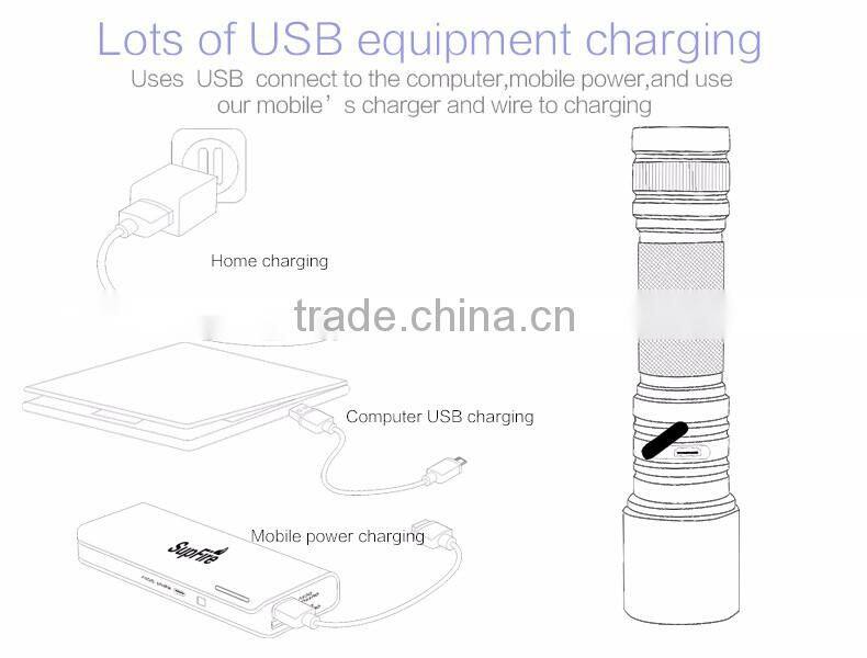 a5 USB aviation aluminum alloy led small flashlight 300lm xpe led rechargeable torch