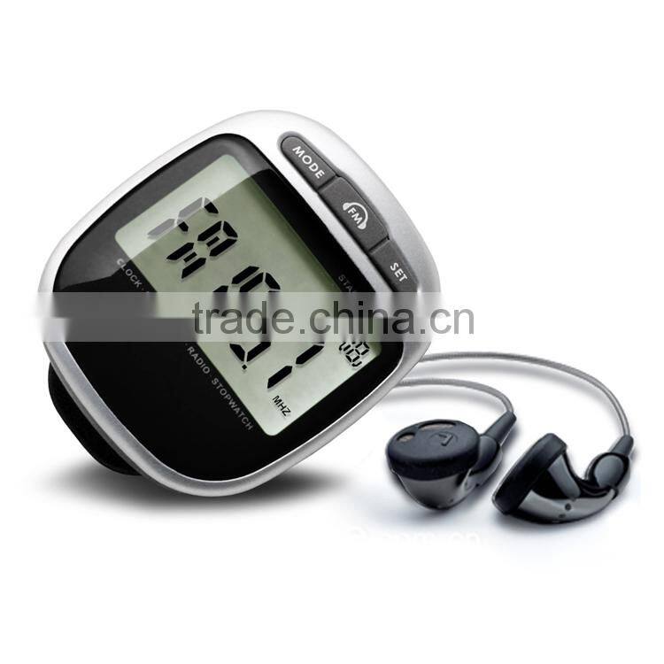 Multi-functional Pedometer Electric gift wholsales pedometer fm radio mp3 activity monitor walking pedo with headphones