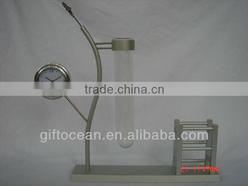 aluminium metal art crafts gift table carriage clocks with penholder