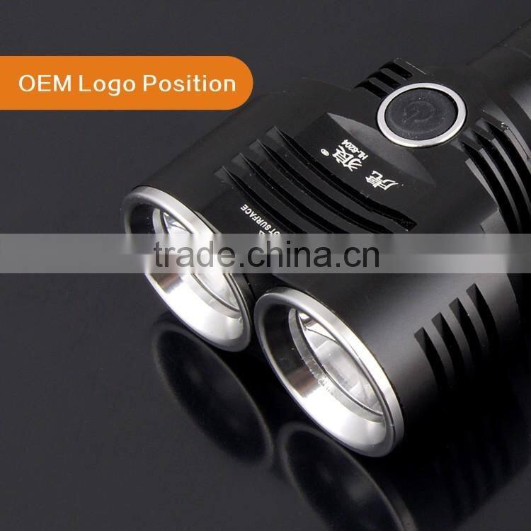 High power double light bulb led flashlight torch light