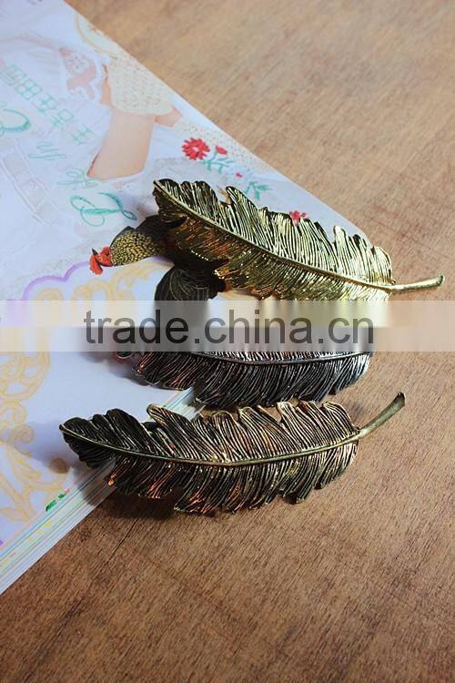 Fashion golden leaves Metal Clip For Women,Greece's women feather spring clip metal hair accessories