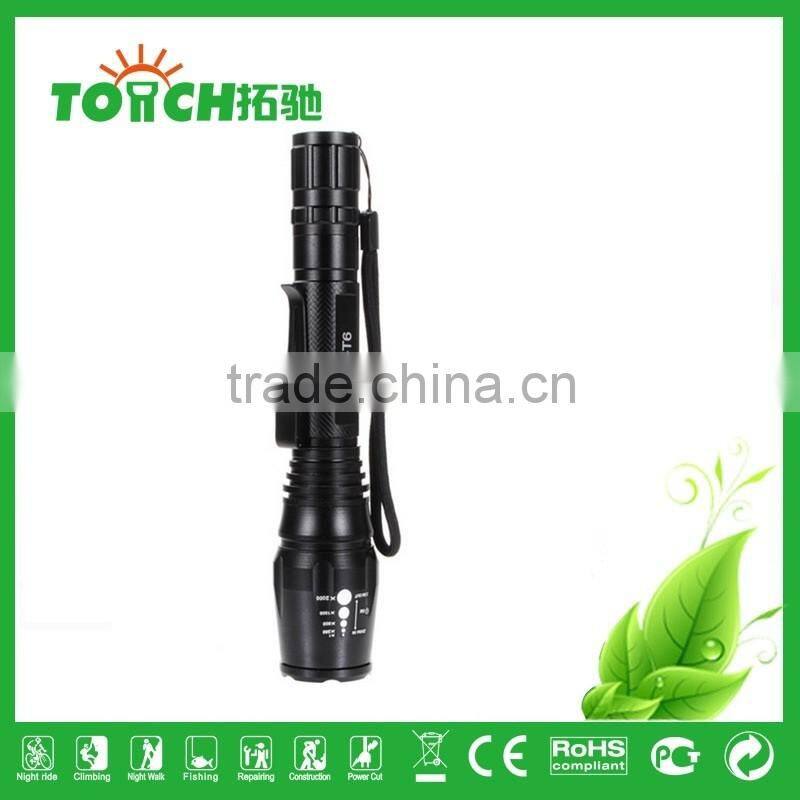 bike flashlight professional zoomable emergency flashlight high power super waterproof led lamp by 2*18650 battery With SOS lamp