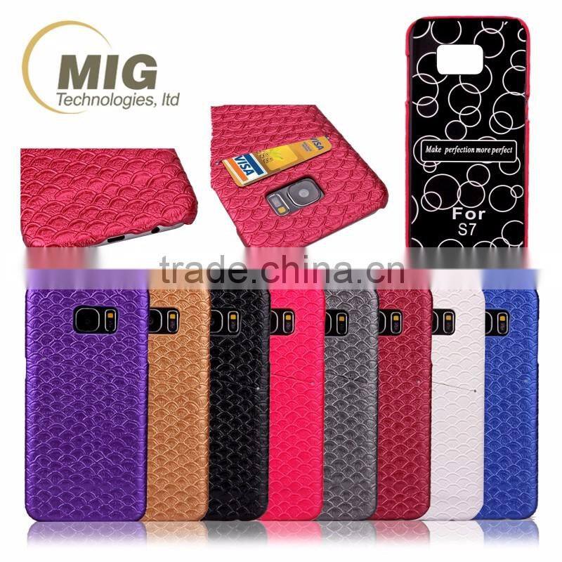 Hot sale Scale pattern Skin leather case, PC hard cover with card slot on the back for iphone 6S/6 plus