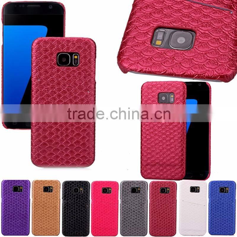 Hot sale Scale pattern Skin leather case, PC hard cover with card slot on the back for iphone 6S/6 plus