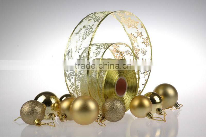 Gift Decorative Organza Wired Christmas Ribbons
