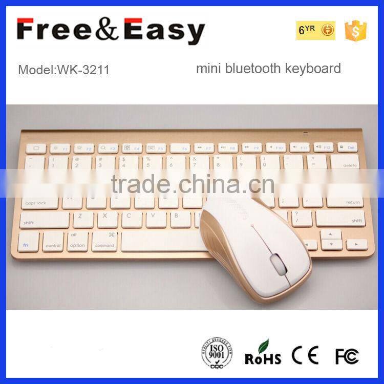 High puality new mini aluminum bluetooth Spain keyboard and mouse combo