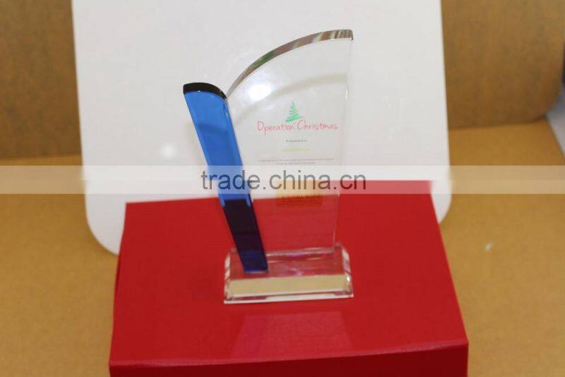 New fashion factory directly sale crystal blue trophy and award