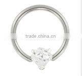 PINK Heart Shaped Gemstone BCR Nipple, Belly Rings -14G