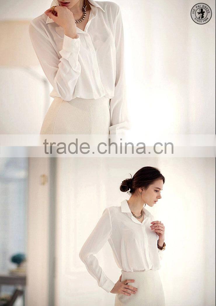 Beautiful Bright Chiffon Silk Proffessional Office Lady Blusas