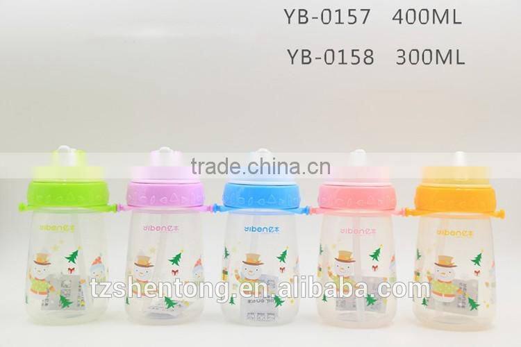 Kids strawwith nylon strap bpa free portable plastic drinking water bottle