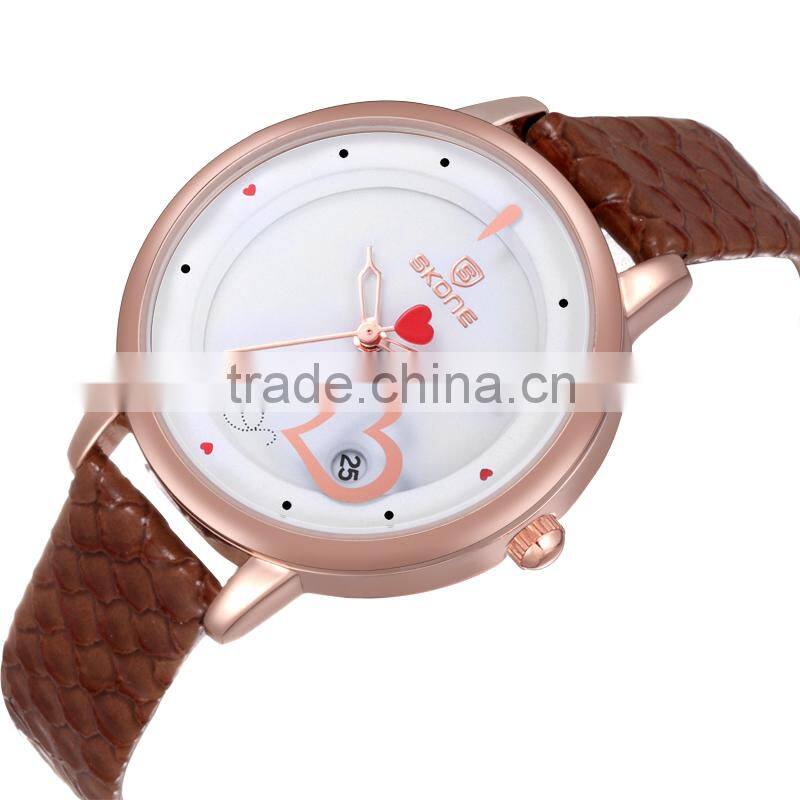 SKONE 9355 calendar display interchangeable strap watch