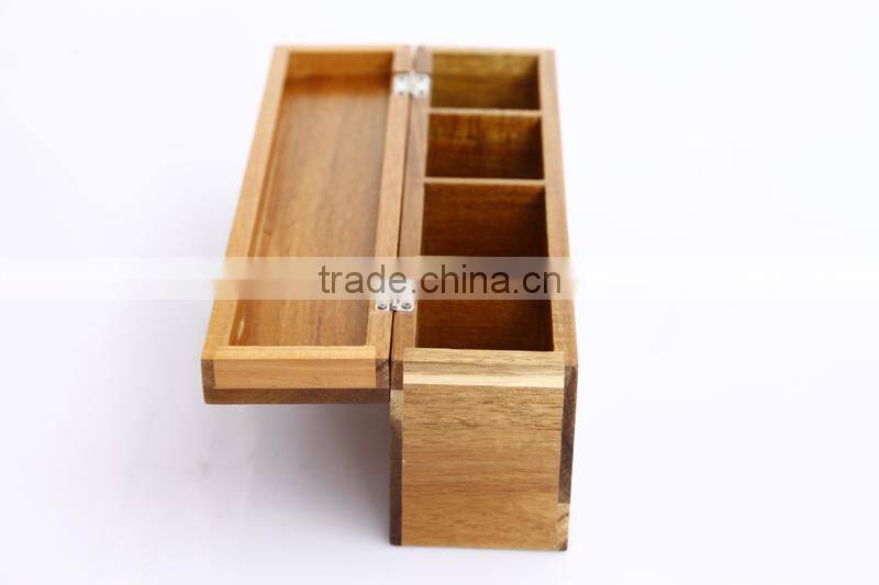 Chinese wholesale decorative acacia wooden storage box with hinge