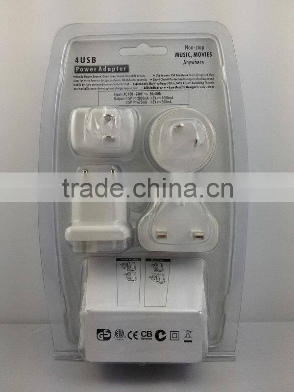 HOT multi port usb travel adapter/5v 2a usb power adapter
